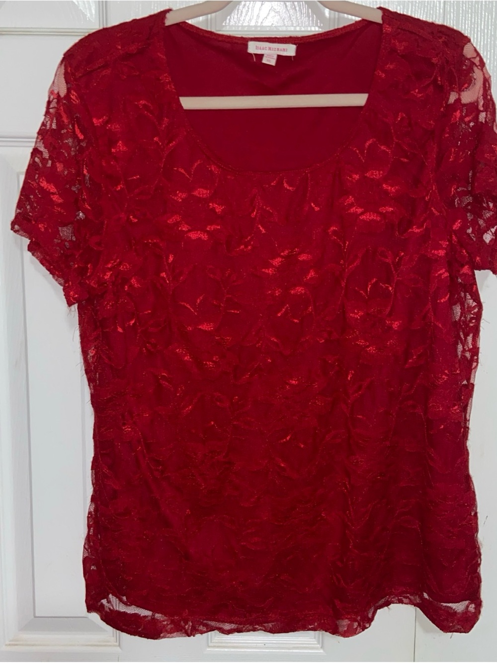 Isaac Mizrahi Red Floral Lace Scoop Neck Blouse bundle of four